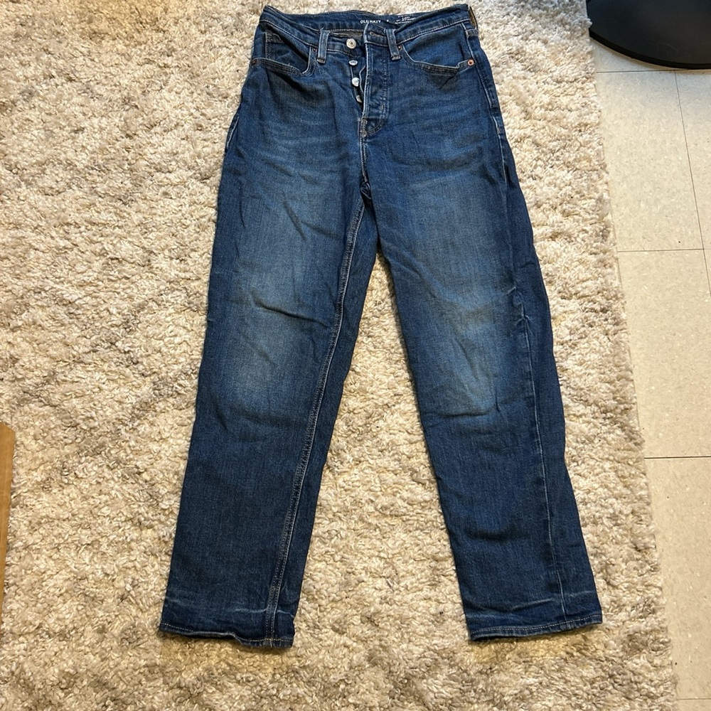 Old Navy Curvy Extra High Waisted Button Fly Straight Jeans